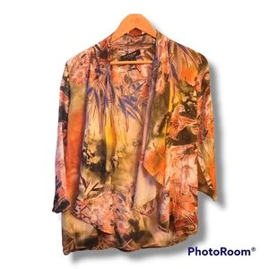 Citron Santa Monica Silk Open Floral Kimono Cover